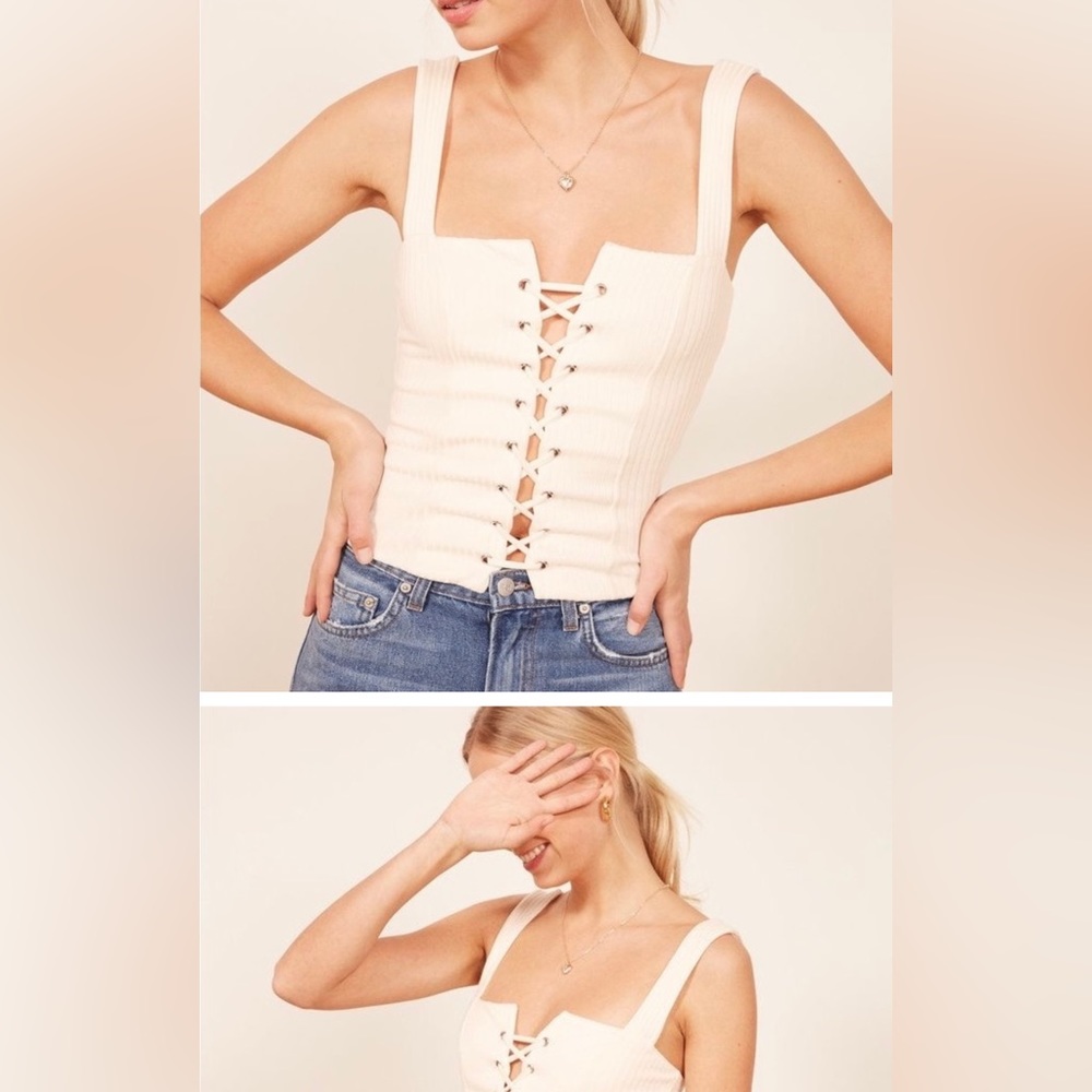 New! Reformation Sawyer Top Ivory Small